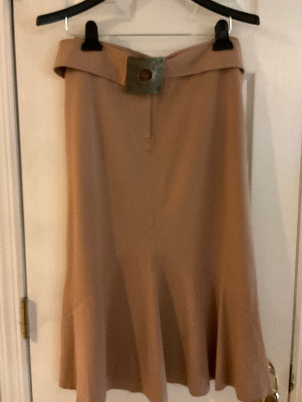 Newport News Women's Trumpet Midi Skirt in Tan with Matching Belt Size 14. NWT